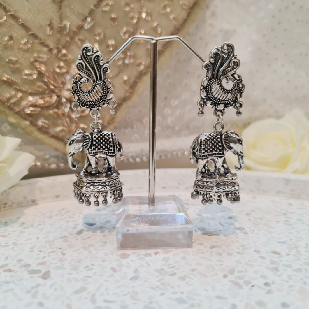 Elephant Oxidised Earrings