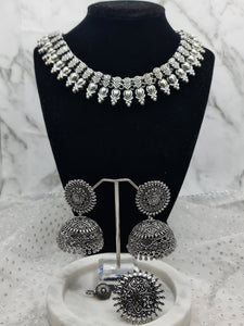 German Silver Oxidised Necklace Set