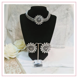 Floral Choker Oxidised Necklace Set