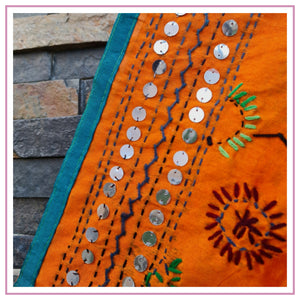 Orange Embroidered Dupatta