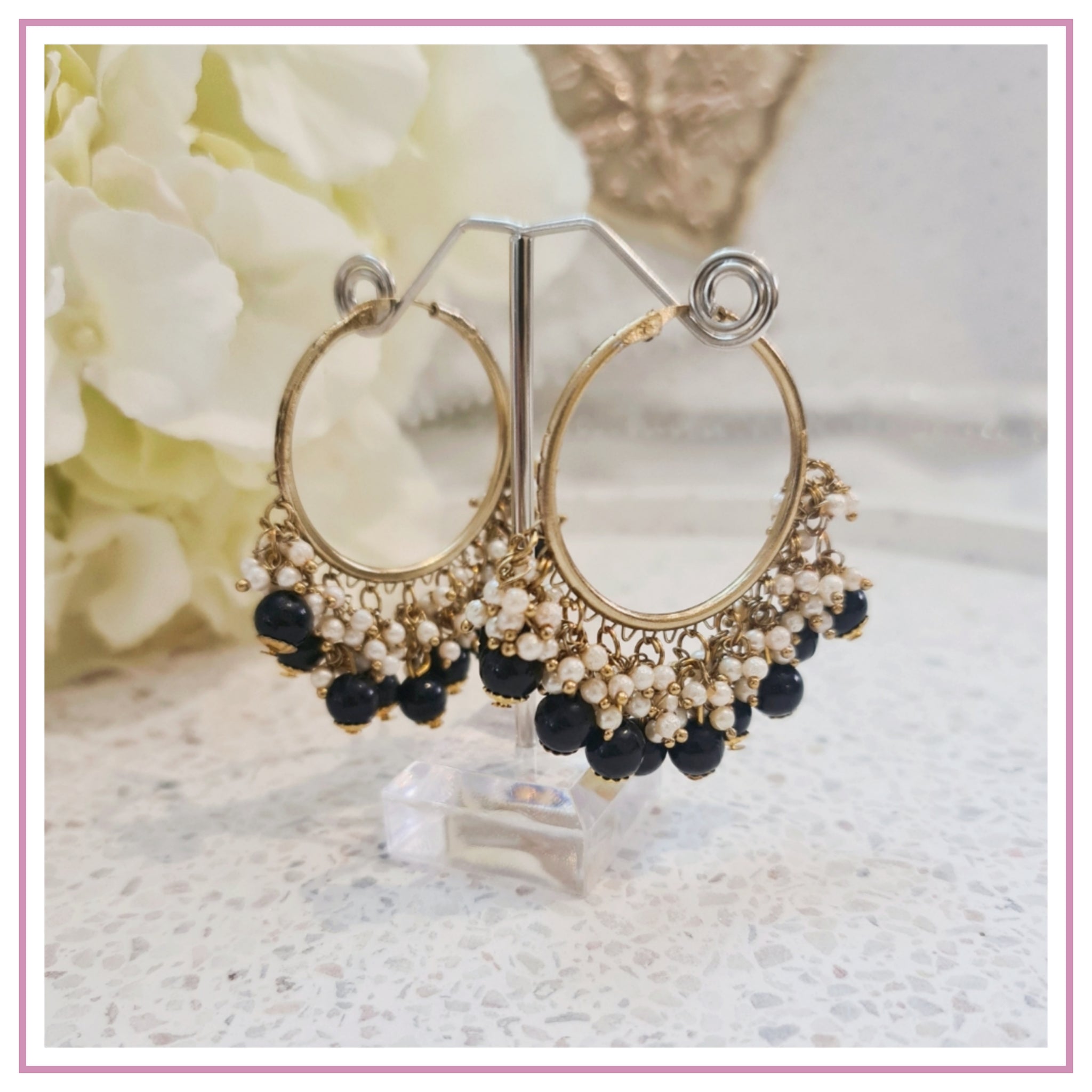 Polki hoop earrings in Black