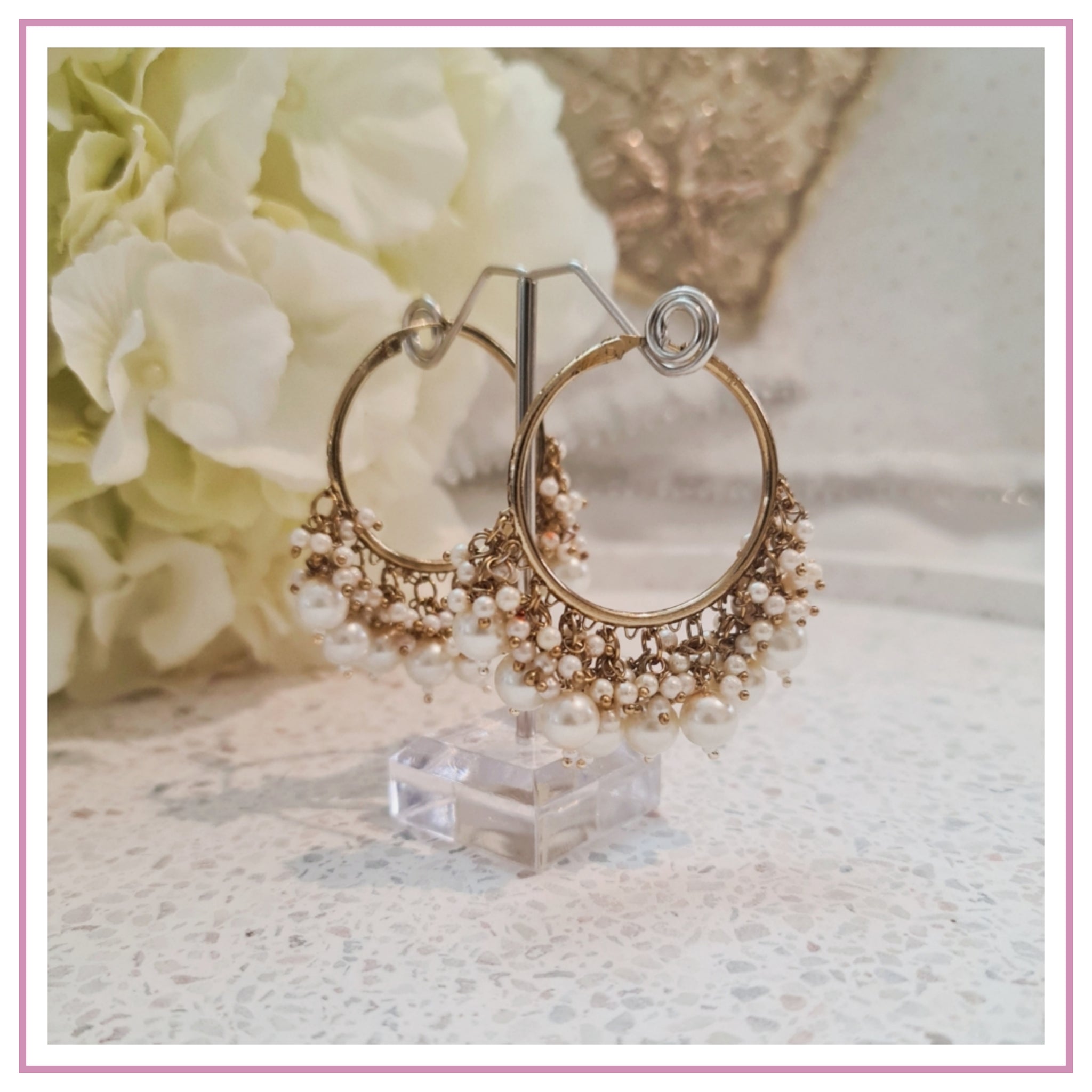 Polki hoop earrings in Gold