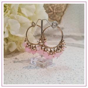 Polki hoop earrings in Baby pink
